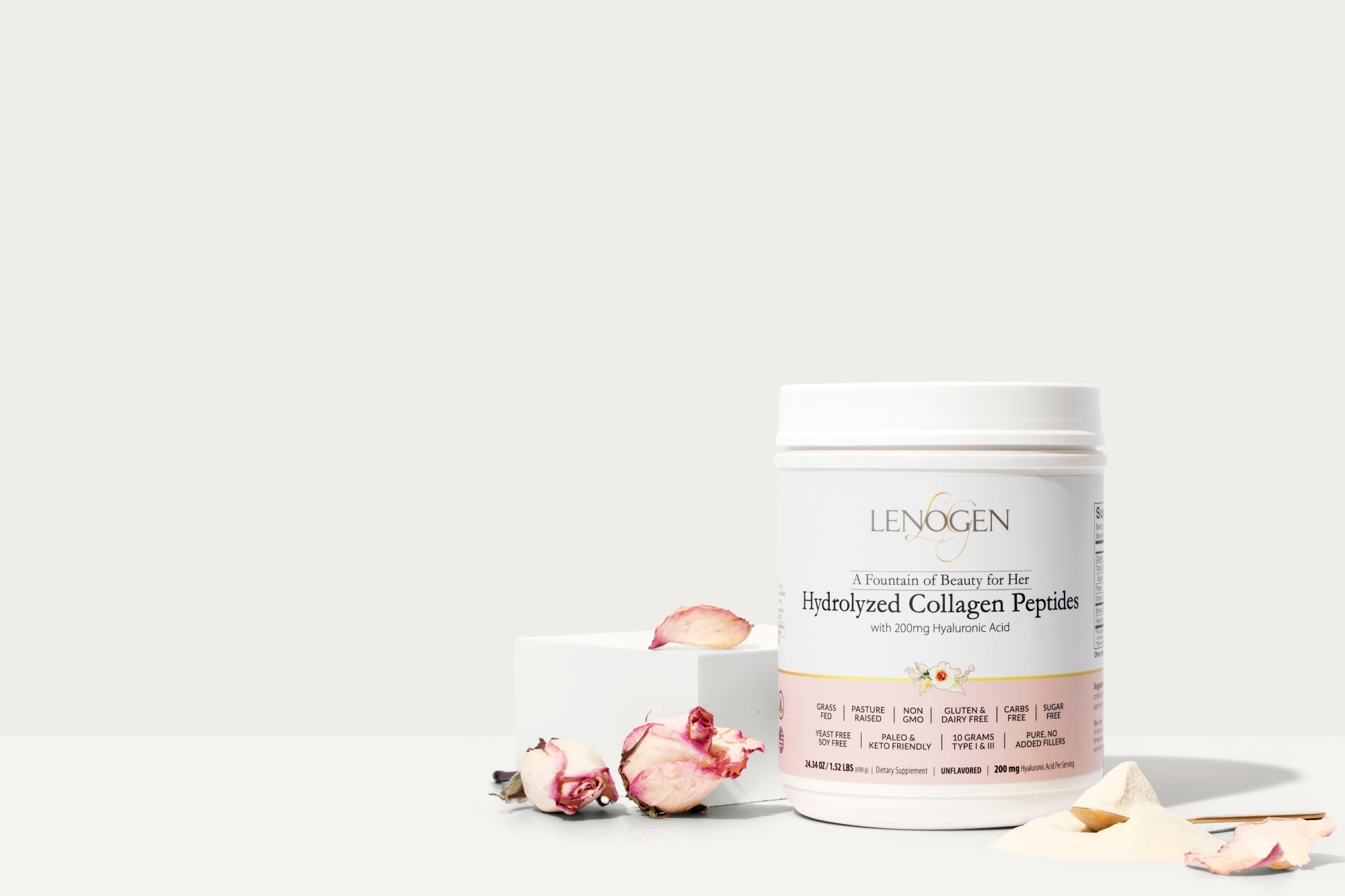 hydrolyzed collagen peptides with hyaluronic acid supplement for skin hydration and elasticity