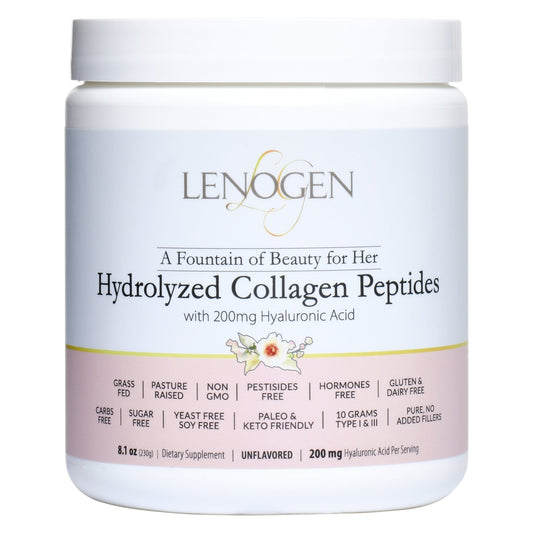 Collagen Powder for Women | 10,000mg Type I & III + 200mg Hyaluronic Acid - Lenovie