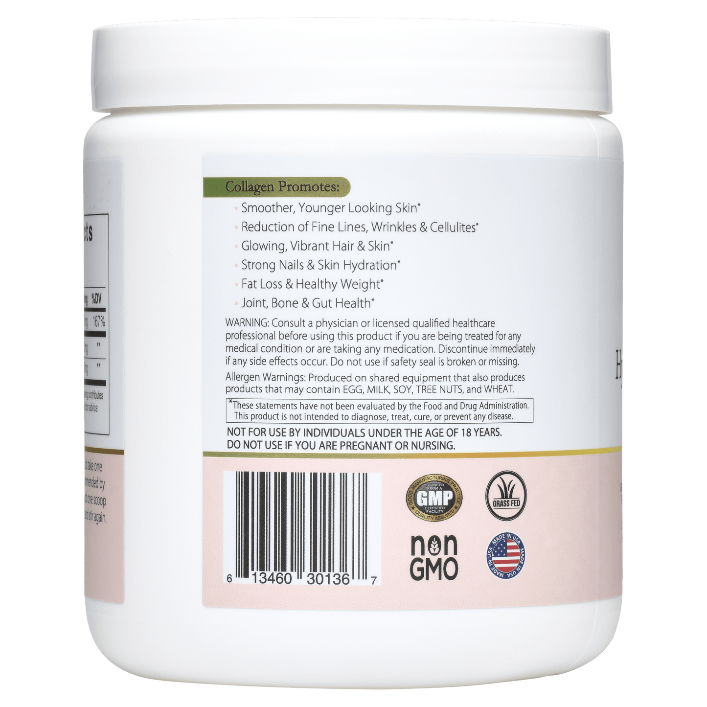 Collagen powder for Women supplement container - hair skin nails support